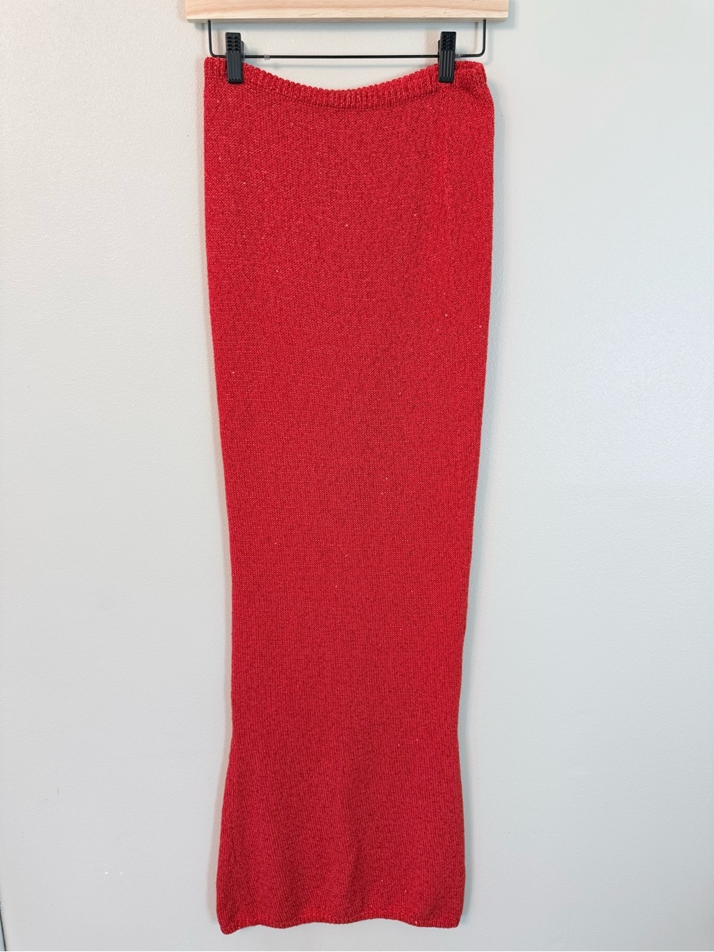Asta Resort Carolina Skirt Rossa Sequin Red Maxi Knit Skirt Size S - Picture 3 of 8
